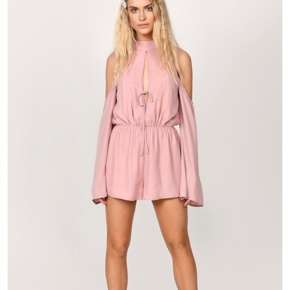 TOBI blush cold-shoulder romper